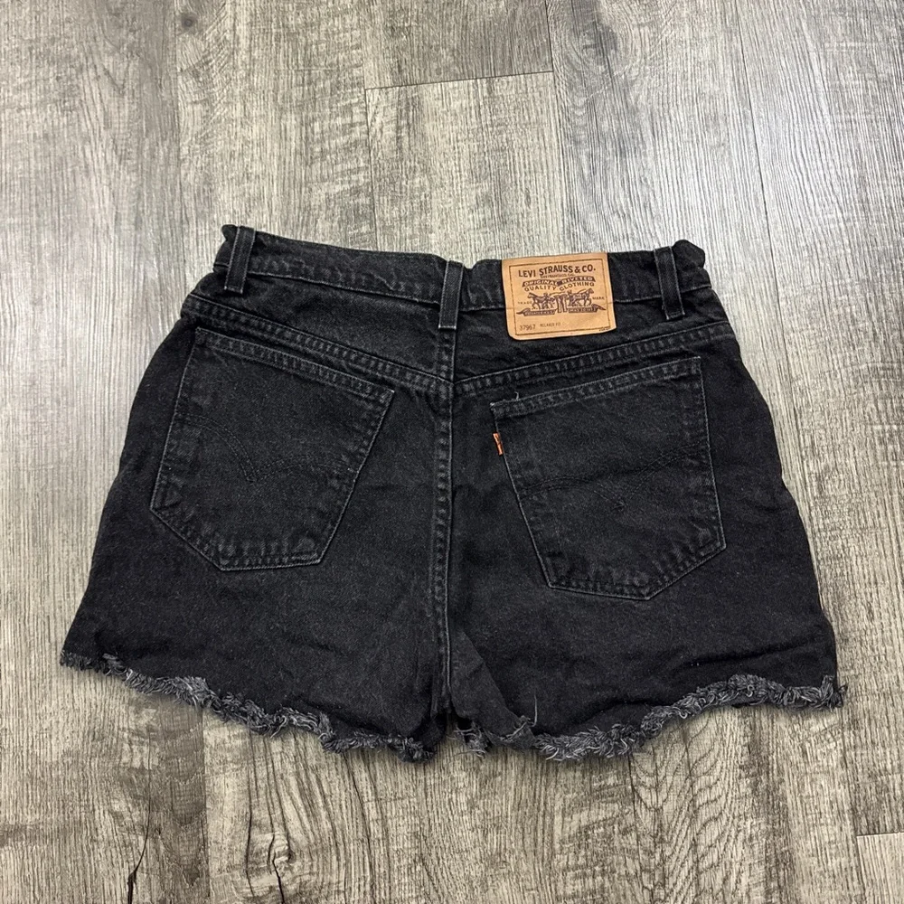 Vintage Levi’s 967 Black Cutoff Denim Orange Tab Shorts Relaxed Fit